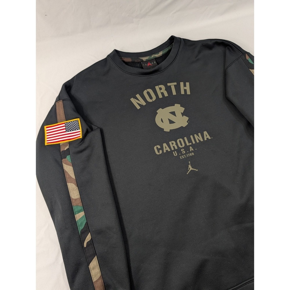North Carolina Tarheels Sweatshirt Mens Large Jordan Nike Center Y2K Black Camo
